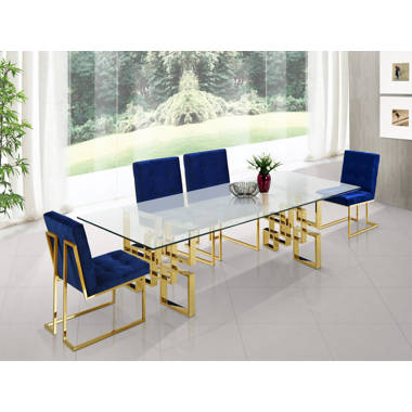 Mercer41 Axtell 5 Piece Glass Top Cross Legs Dining Set Reviews Wayfair